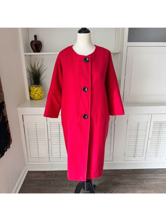 Spiegel Jackets & Blazers - Vintage Spiegel Red Fleece Collarless Cocoon Coat Size 14